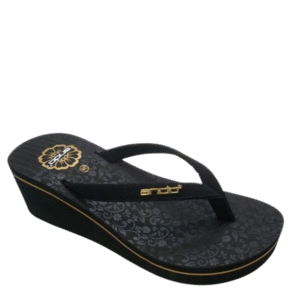 Ando Wanita Wedges Black Gold